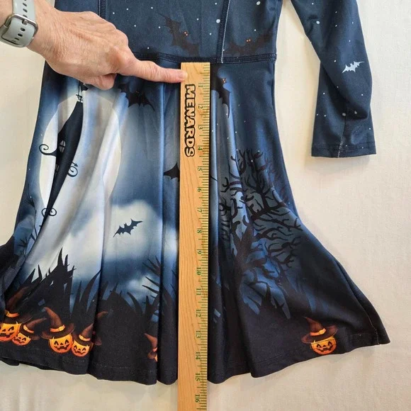 Halloween Dress Girls Size L 5-6 Bats Moon Spooky Kids Costume Holiday Party - Picture 6 of 10